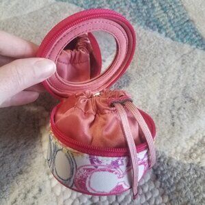 🧳 Coach Scribble Signature Round Travel Jewelry Case